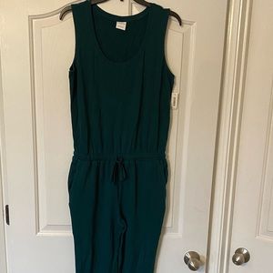 Amazon Essentials Women's Size Medium Studio Terry Fleece Jumpsuit Dark Green